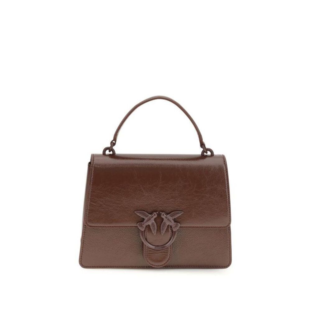 PINKO Calf Leather Bos Taurus Shoulder Bag Women Brown Handbags